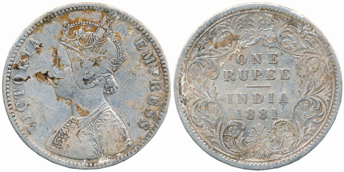 Victoria Empress, Silver Rupee,1881. Uncleaned, fine.