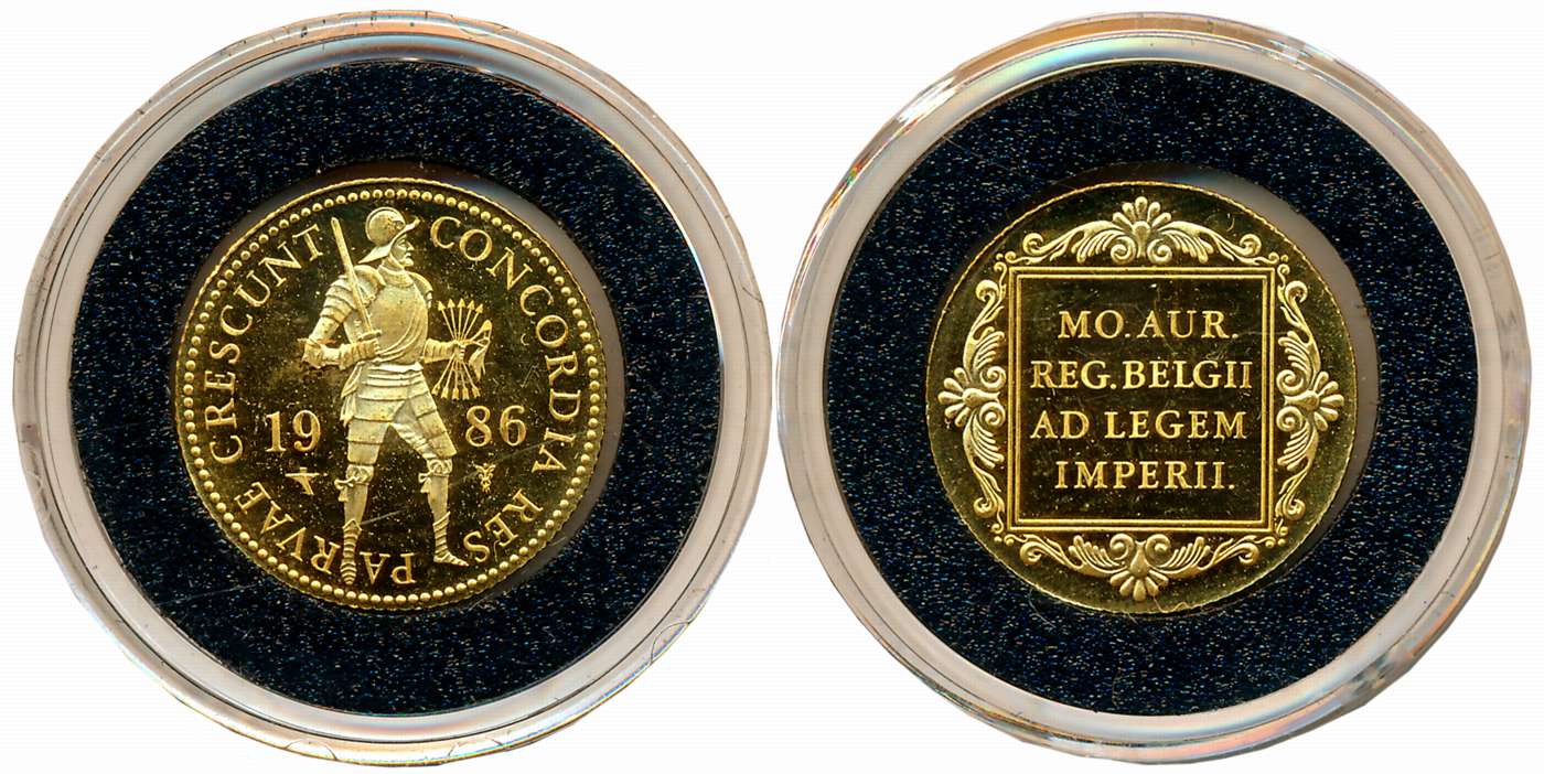 Netherlands, Gold 1 Ducat- Beatrix (Purity 98.30%), 3.49g, Proof, Obv: Knight with right l