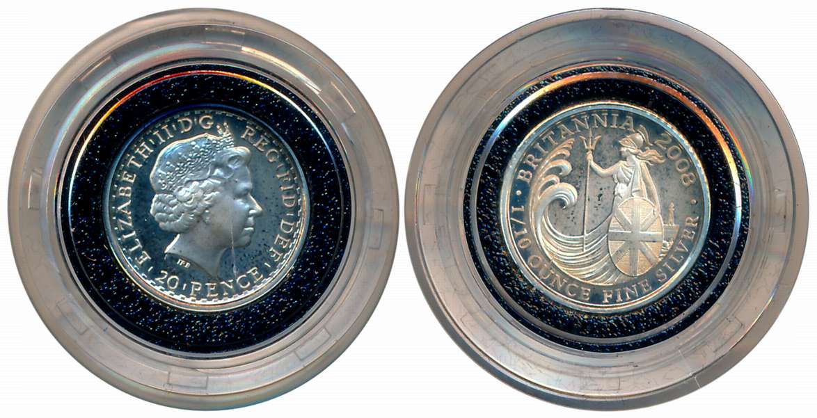 United Kingdom, Elizabeth II, Silver 20 Pence, 2008, Obv: Fourth crowned portrait of HM Qu