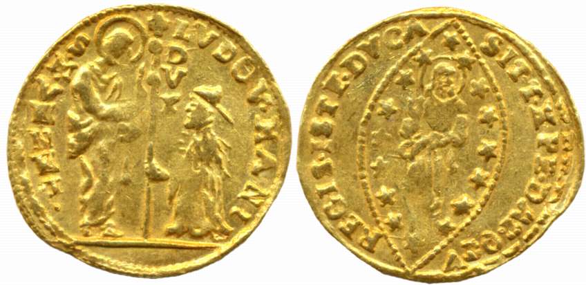 Indian imitation of Alvise IV Mocenigo Venetian, Gold Zecchino- Ducat, 3.46g, with crude l