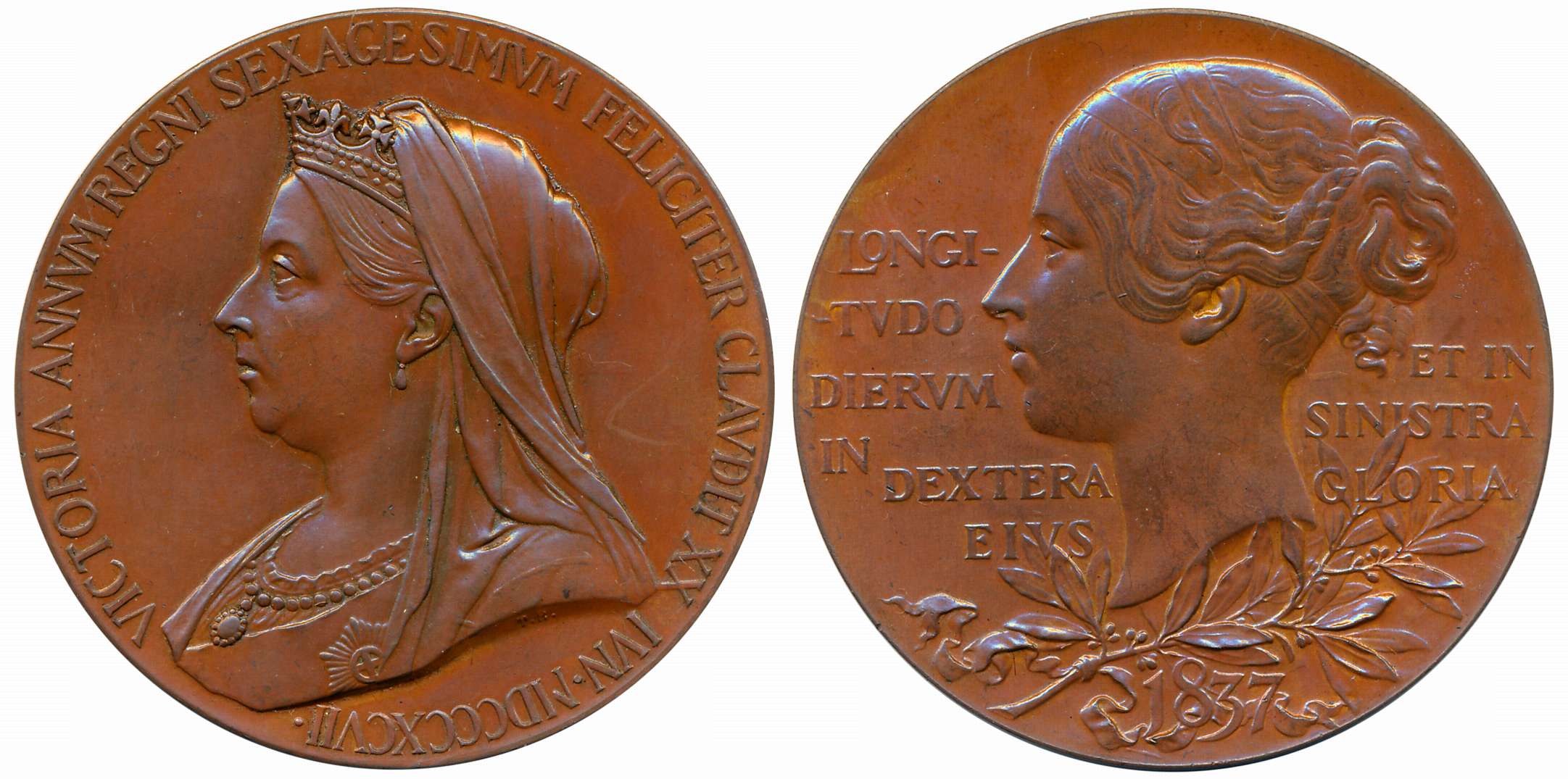 Victoria’s Diamond Jubilee Medal, Copper, 75.61g, 1837-1887, Obv: Matured bust of the Quee