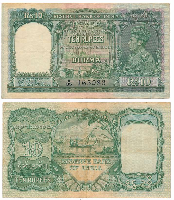 Reserve Bank of India, Burma, George VI, Rupees 10, Type 5, Signed J.B. Taylor, Prefix A/3