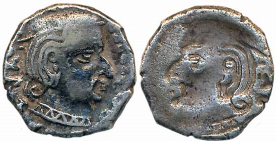 Western Kshatrapas, Silver Brockage Lakhi, 2.32g. Very fine.