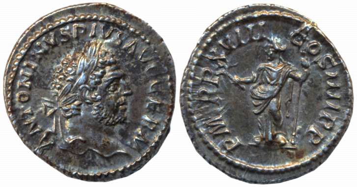 Roman Empire, Caracalla, Silver Denarius, 3.48g, Rome Mint, Obv: Laureate head right, lege