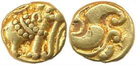 Western Gangas, Gold Gajapati Fanam, 0.37g, Obv: An ornate Elephant standing to right, Rev