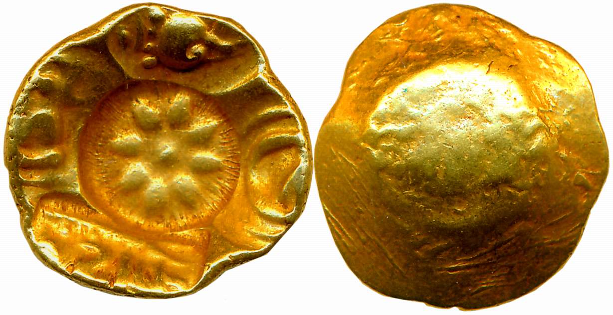 Yadavas of Devagiri, Ramchandra Deva, Gold Padma Tanka, 3.82g, Uniface, Lotus in centre, S