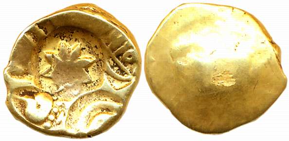 Yadavas of Devagiri, Ramchandra Deva, Gold Padma Tanka, 3.77g, Uniface, Lotus in centre, S