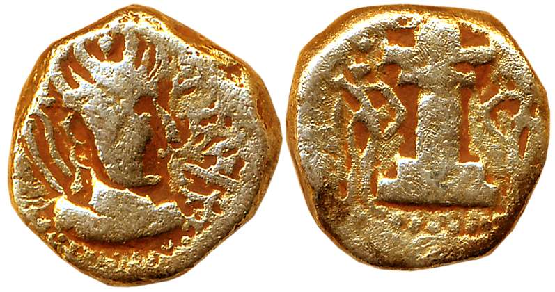 Indo Sassanian type, Sind, Ranaditya Satya, Base Gold Dinar, 6.86g, Obv: Bust to right, we