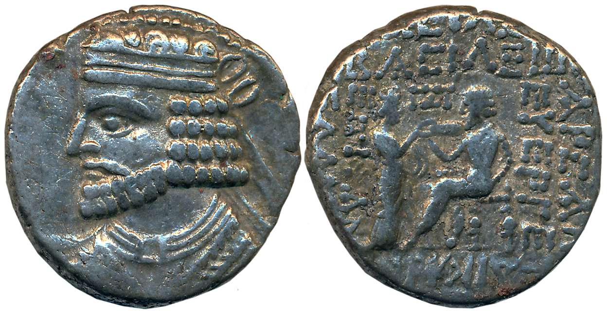 Iran, Parthian Empire, Vologases I, Silver Tetradrachm, 14.26g, Obv: Diademed bust left, R