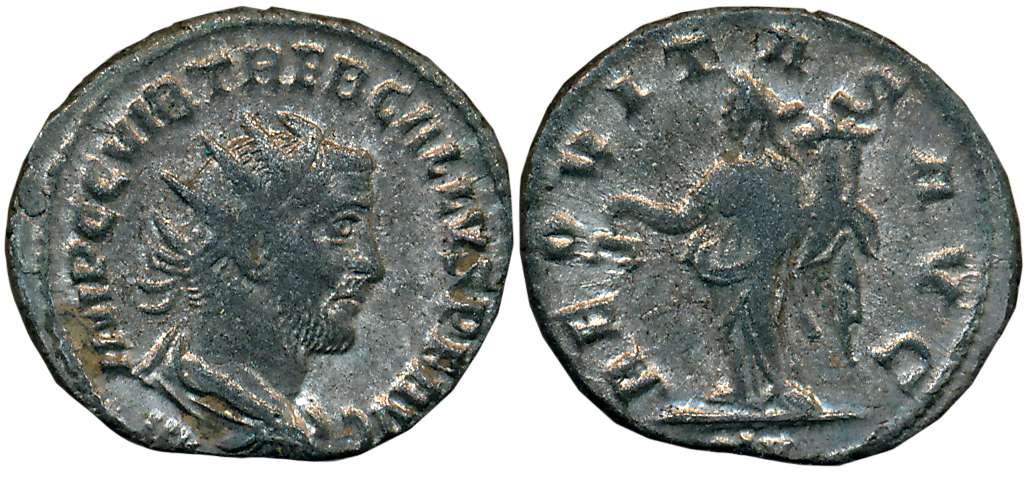 Roman, Trebonlanus Gallus, Silver Antoninianus, 3.53g, Obv: Radiate, draped and cuirassed 