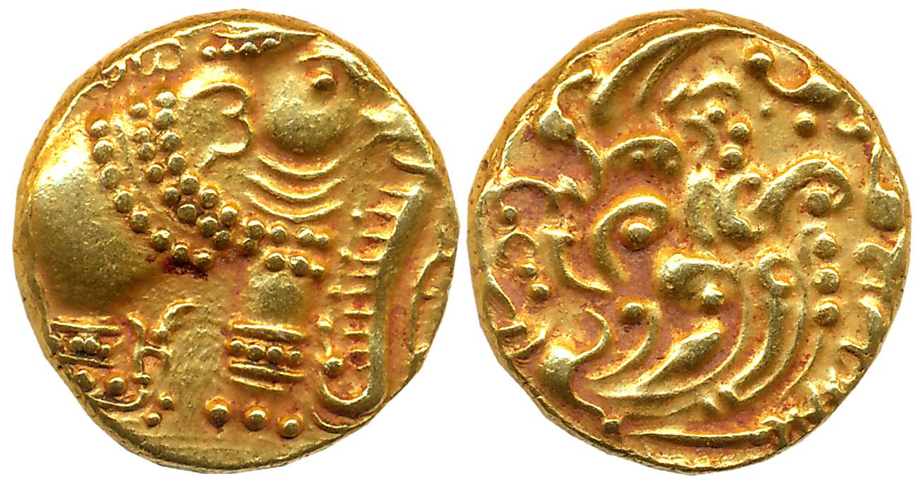 Western Gangas, Gold Gajapati Varaha, 3.89g, Obv: An ornate Elephant standing to right, Ka