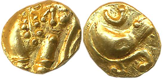 Western Gangas, Gold Gajapati Fanam, 0.37g, Obv: An ornate Elephant standing to right, Rev
