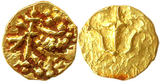 Kadambas of Goa, Attributable to Sivachittha, Gold 1/4 Fanam, 0.09g, Obv: Lion facing left