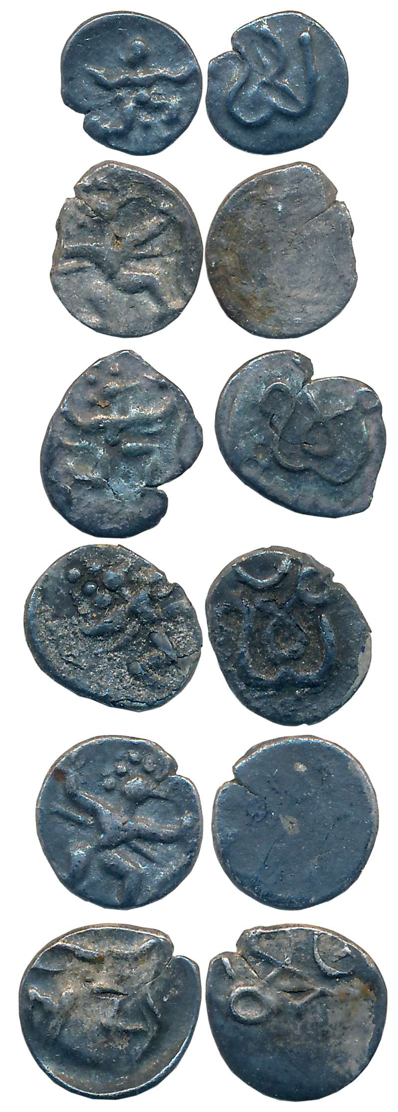 Feudatories of Chalukyas, Silaharas of Wai- Karad region, Silver Tara, 0.14g, 0.22g, 0.23g