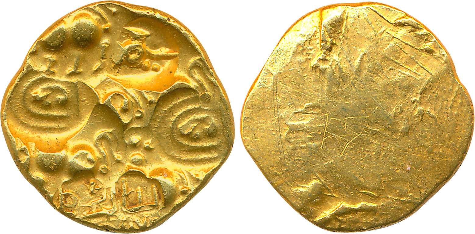 Yadavas of Devagiri, Singhana Deva, Punch marked, Gold Gadyan, 3.75g, Uniface, with nine p
