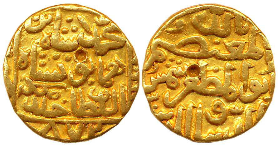 Shams-ud-din Muhammad Shah III, Gold Tanka, 11.07g, Hardrat Muhammadabad Mint (off flan), 