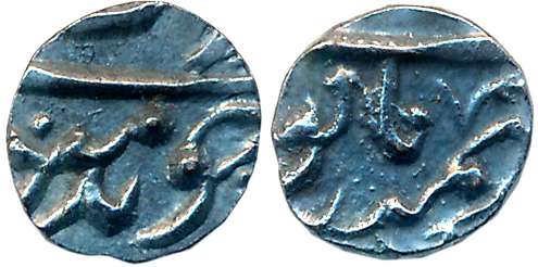 Aurangzeb, Silver 1/8 Rupee, 0.73g. Very fine, rare.