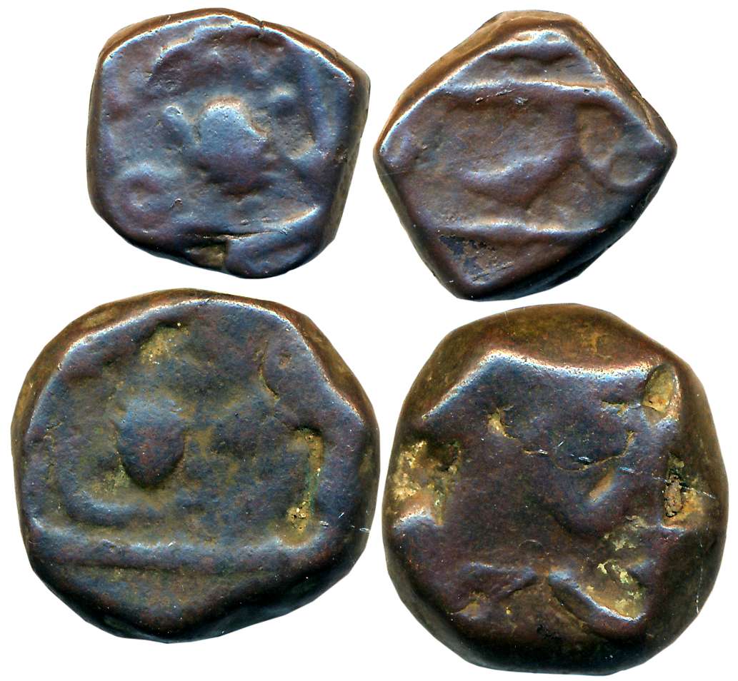 Nagpur Bhonsala, Copper (2), 7.78g, 19.01g, Obv: Human face with Persian legend, Rev: Mint