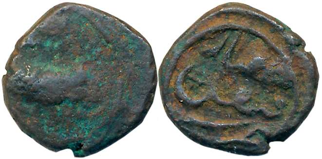 Tipu Sultan, Copper 1/4 Paisa, 2.44g, Faiz Hisar Mint, Elephant to right (KM# 41.2). Uncle