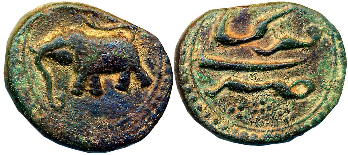 Tipu Sultan, Copper Paisa, 10.84g, Farrukhi Mint, Elephant to left (KM# 53.2). Extremely f