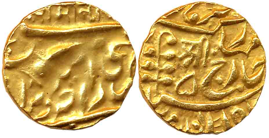 Umaid Singh, Gold 1/2 Mohur, 5.54g, with the name of George V, Devnagari “Sri” as a daroga
