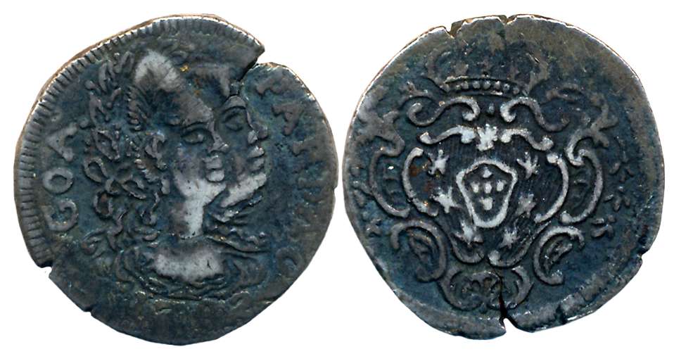 Goa, D. Maria I and D Pedro III, Silver Pardao- 300 Reis, 5.35g, 1782, Obv: Conjoined head