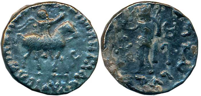 Indo Scythians, Azes II, Silver Drachma, 1.69g, Obv: Armored King advancing to right on ho