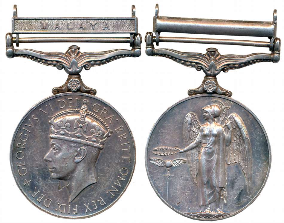 General Service Medal, George VI, Silver, 40.78g, “Malaya bar”, awarded to 16356 S.C.ALI B