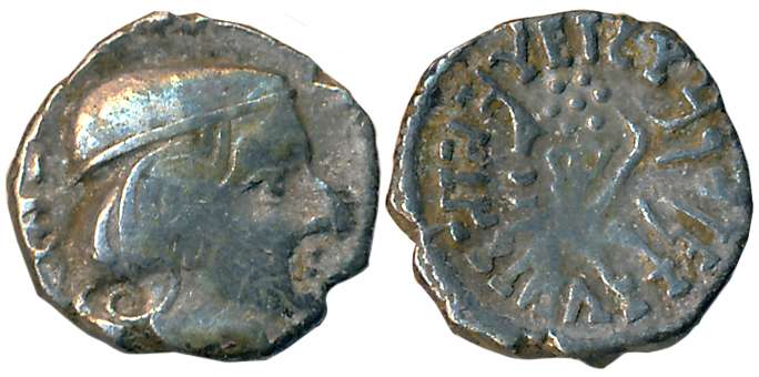 Western Kshatrapas, Rudrasimha II, son of Svami Jivadaman, as Kshatrapa, Silver Drachma, 1