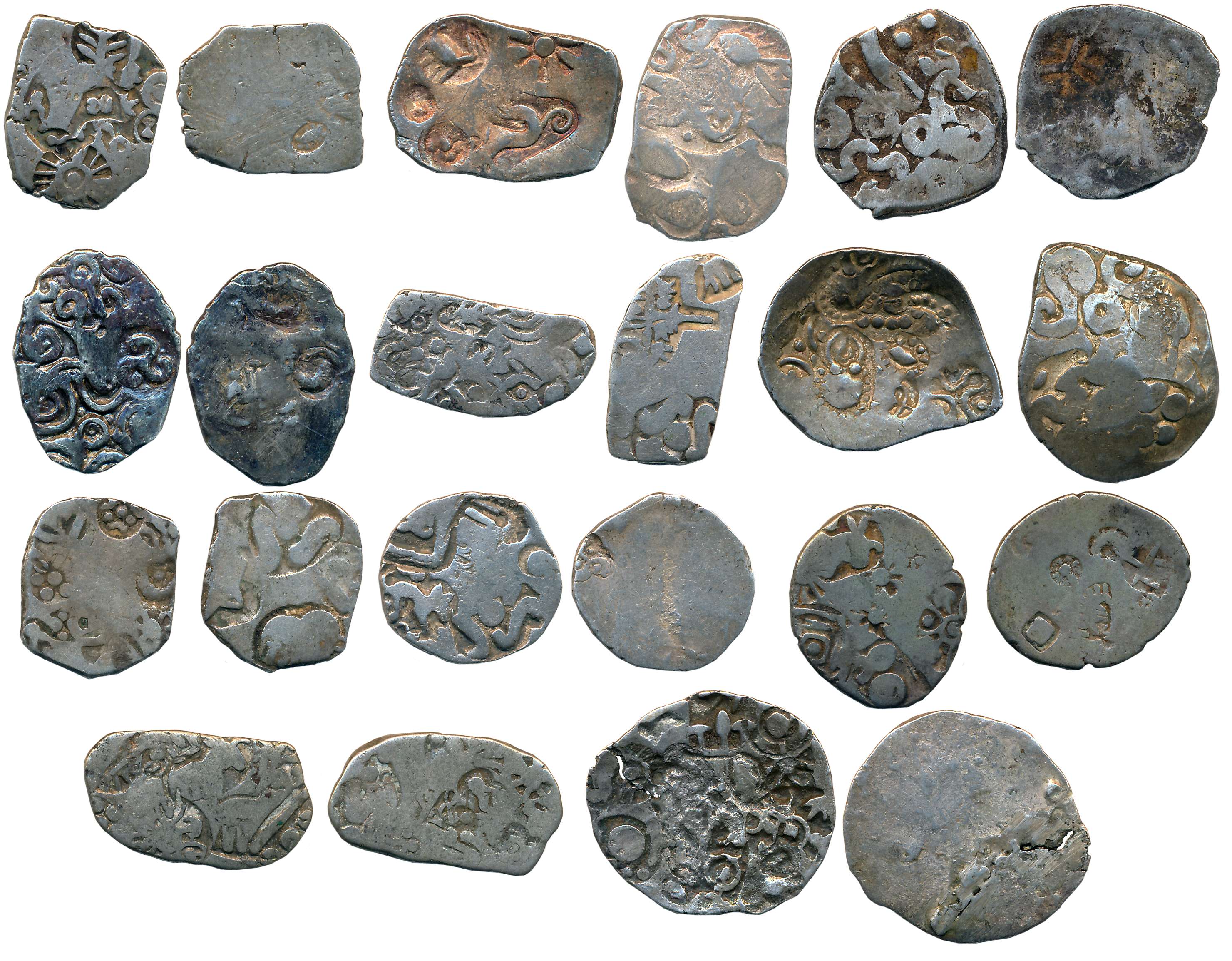 Punch Marked, Attributed to Kosala and Magadha Janapada, Silver Karshapana (11), Obv: Vari