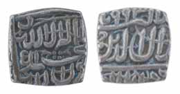 Akbar, Silver, Square ½ Rupee, Ahmedabad Mint, AH 993, Kalima type. Very Fine+, Scarce.
