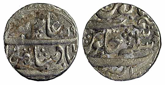 Kalpi Mint, Silver, Rupee, in the name of Alamgir II, AH 1169/3. Dumpy, cleaned, Very Fine