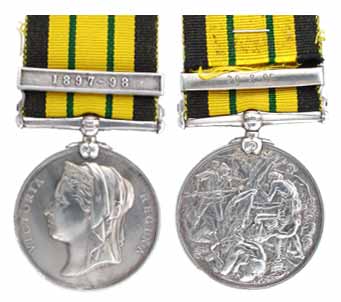 Victoria, East & West Africa Medal, Silver, with clasp 1897-98. Awarded to 531 GRNR ABUBAK