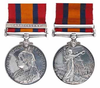Victoria, Queen’s South Africa Medal, Silver, Cape Colony Clasp. Awarded to 898 Pte. F. Be