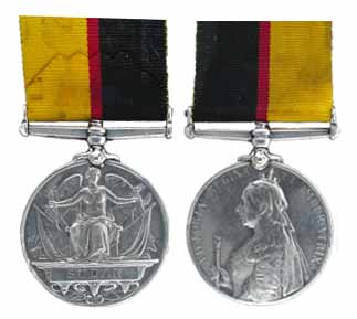 Victoria, Sudan Medal, Silver. Name of the awardee is erased from the edge. With ribbon, V