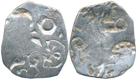 Punch Marked, Attributed to Kosala Janapda, Silver Karshapana, 2.62g, Four symbol type, Ob