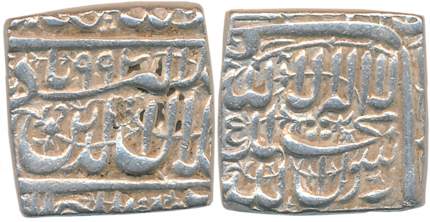 Akbar, Silver Square Rupee, 11.42g, “Kalima” type, Dar us Sultanate Ahmedabad Mint, AH 994