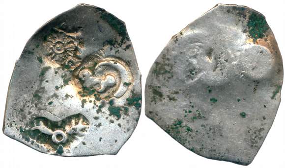 Punch Marked, Attributed to Magadha Janapada, Silver Karshapana, 3.11g, Uniface, Five symb