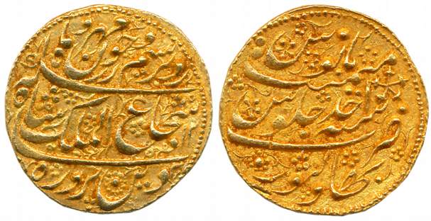 Shah Shuja al Mulk, Gold Mohur, 11.09g, 2nd region, Bahawalpur Mint, AH 12(18)/ RY Ahad (K