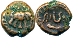 Tipu Sultan, Copper 1/4 Paisa, Khaliqabad Mint, Elephant to right on obverse (KM# 81.2). V