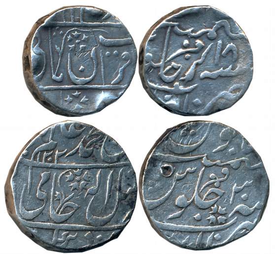 Silver Rupees (2), 11.05g, 10.99g, Gwalior Fort Mint, Mahadji Rao, in the name of Shah Ala