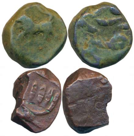 Copper Paisa (2), 8.14g, 11.28g, Basmatnagar, Daryapur Mint. Very fine. 2 coins.