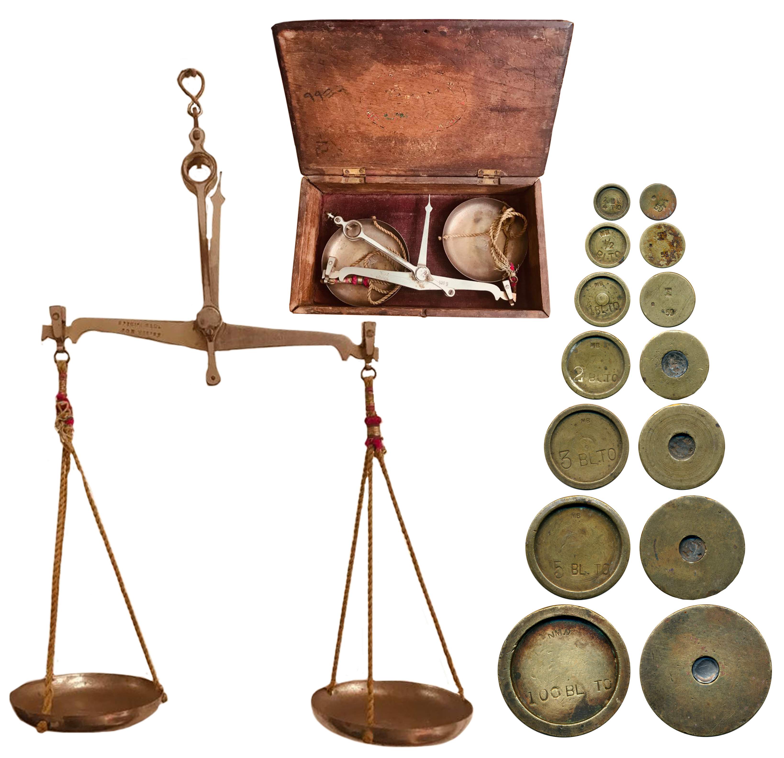 Weight Scales made in Germany, probably made in early 20th Century, with contemporary wood