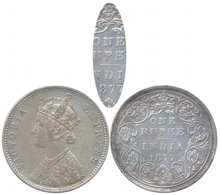 Victoria Empress, Silver Rupee, 1877, Bombay Mint, A2/II no mint mark (No listed in Prid).