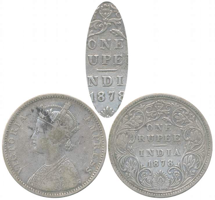 Victoria Empress, Silver Rupee, 1878, Bombay Mint, A3/II no mint mark (Prid# 151b). About 