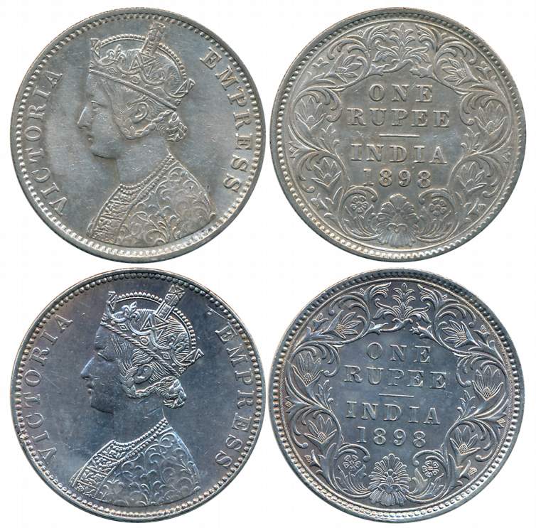 Victoria Empress, Silver Rupees (2), Both different varieties, 1898, Calcutta Mint, C3/I C