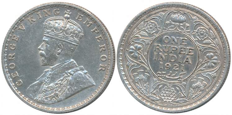 George V, Silver Rupee, 1921, Bombay Mint, dot bead (Prid# 227). Extremely fine+.