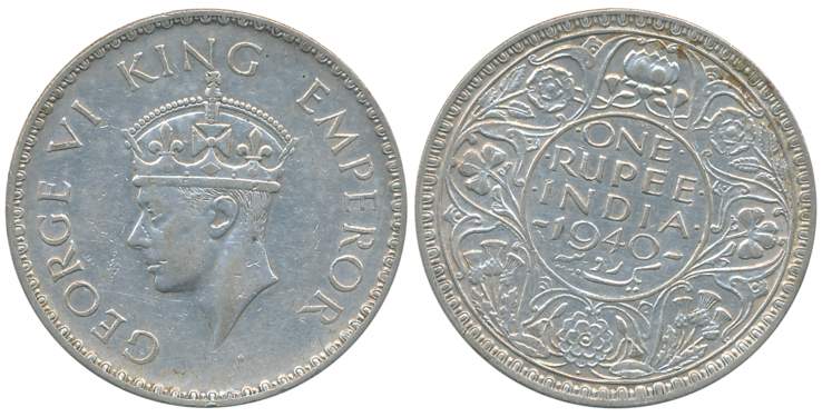 George VI, Silver Rupee, 1940, Bombay Mint, (A/I), bead. About extremely fine.
