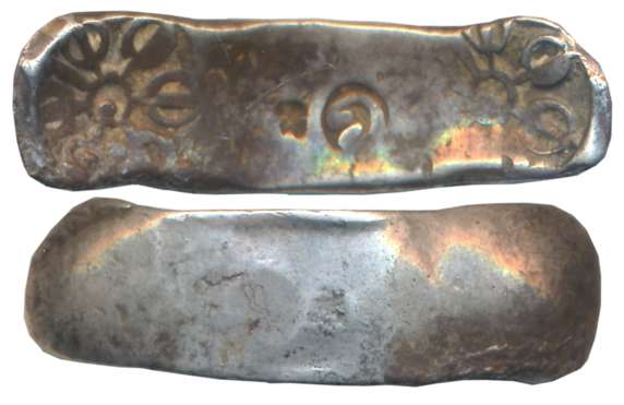 Punch Marked, Attributed to Gandhara Janapada, Silver Bent Bar, 10.99g, Long Bar, Uniface,