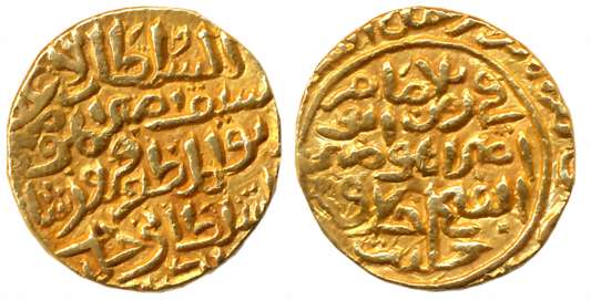 Firuz Shah, Gold Tanka, 11.01g, with the name of the caliph “Abu’l Fath al Mu tasid” (G&G#